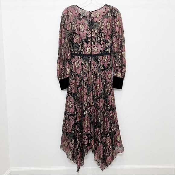 Nissa Floral Lace Pleated Floral Trim Midi Dress - Picture 11 of 13